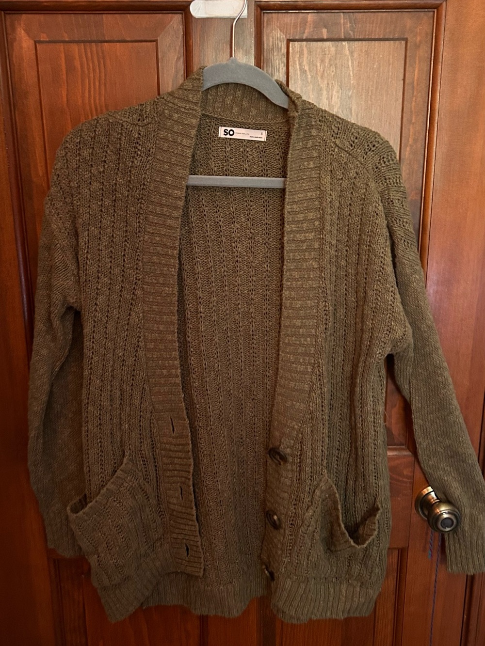 SO Olive Green Long Knit Cardigan